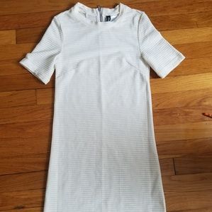 Short sleeve sheer h&m white stripe dress